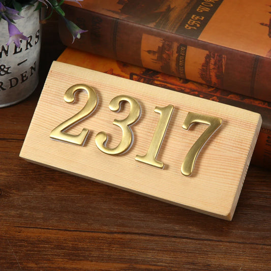 Brass House Number Self-Adhesive 3D Door Numbers Hotel Home Sticker Address Mailbox Numbers #0-9 Home Decoration