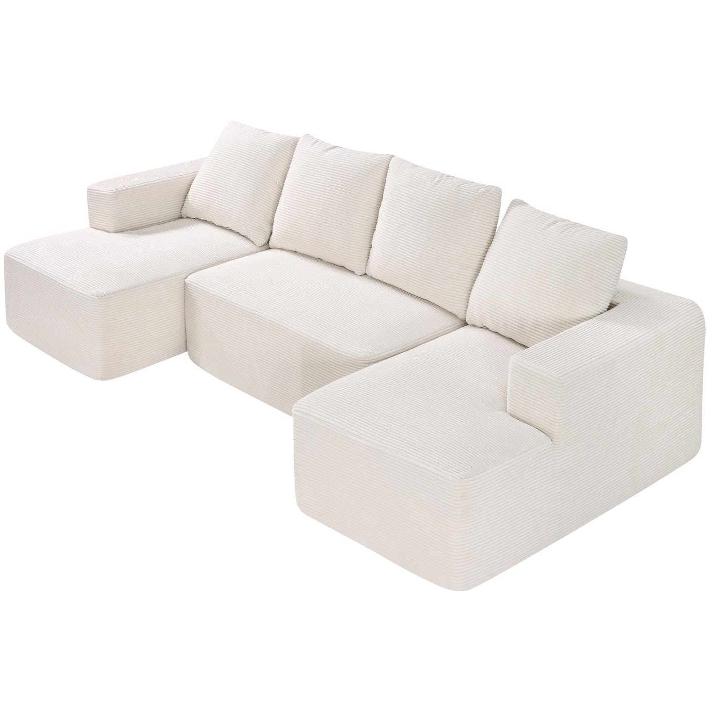 Modular Sectional Sofa, U Shaped Couch, Sectional Sofa for Living Room, Cloud Couch with High Rebound Sponge with Cushion for Living Room, Apartment, Beige