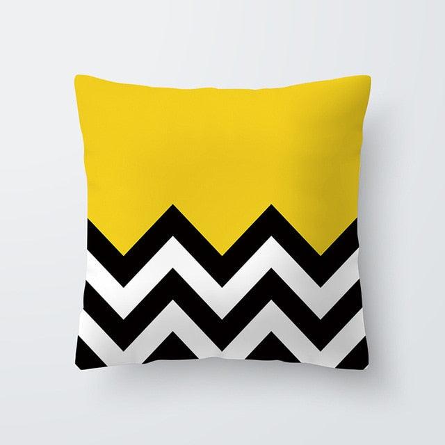 Yellow Pillow Case Cushion Cover Geometric Polyester Pillowcase Home Decorative Yellow Grey Modern Pillow Covers Beautiful Pattern Linen Square Pillow Case For Sofa Couch 45x45CM