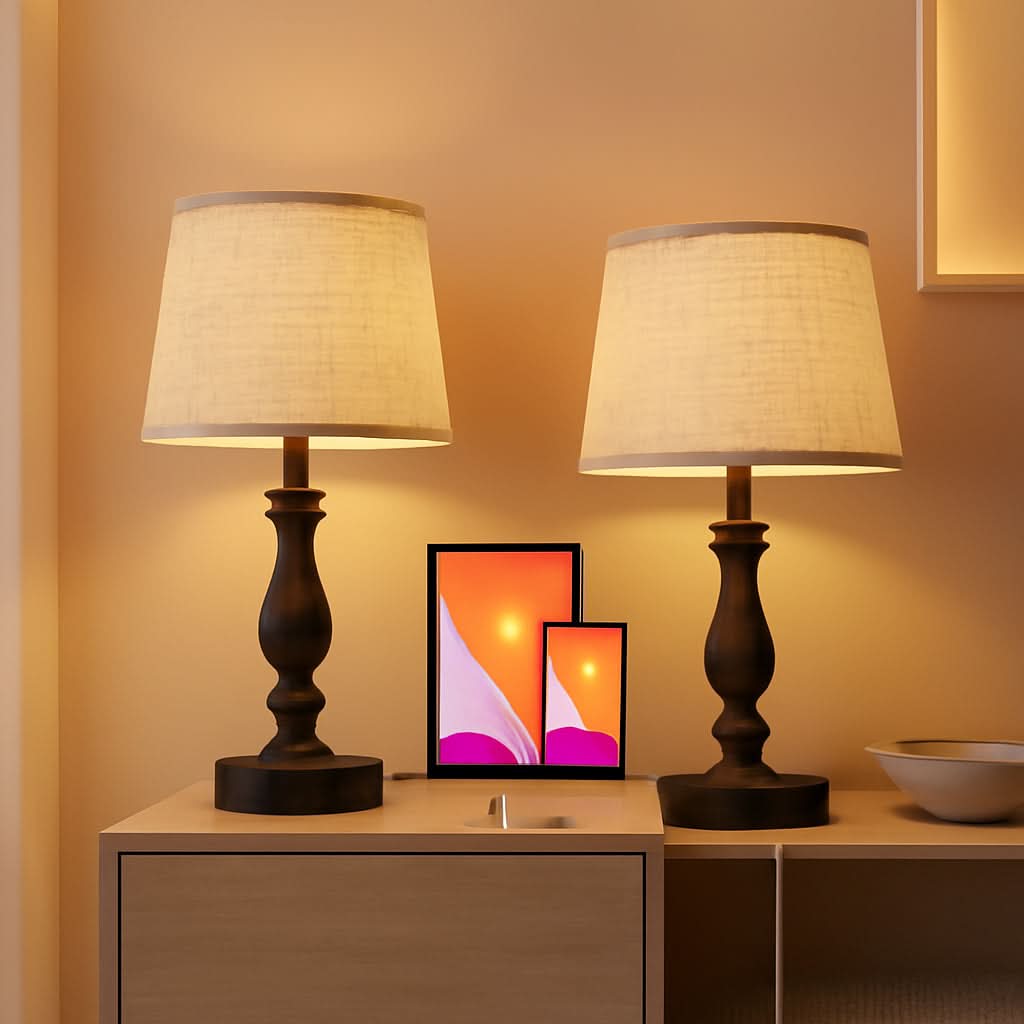 Table Lamps Set of 2 With USB Charging Ports Bedside Modern