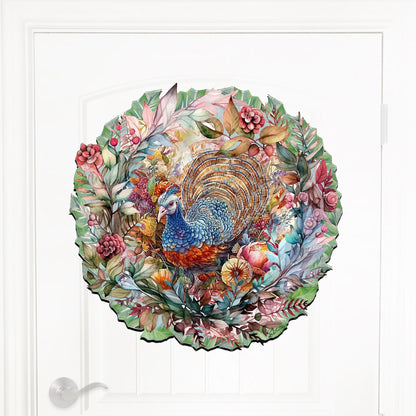 Thanksgiving Turkey Wreath Holiday Door Decor by G. Debrekht - Thanksgiving Decor - 8611083H