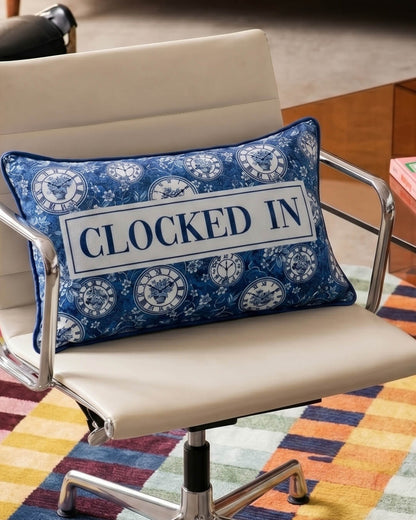 clocked in pillow