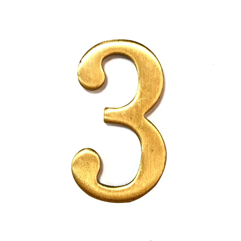 Brass House Number Self-Adhesive 3D Door Numbers Hotel Home Sticker Address Mailbox Numbers #0-9 Home Decoration