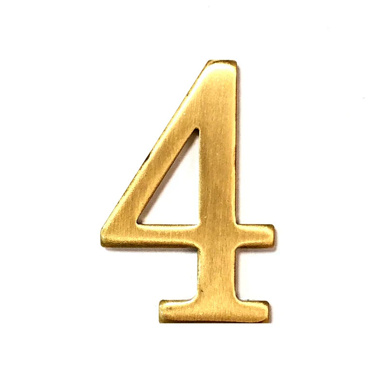 Brass House Number Self-Adhesive 3D Door Numbers Hotel Home Sticker Address Mailbox Numbers #0-9 Home Decoration