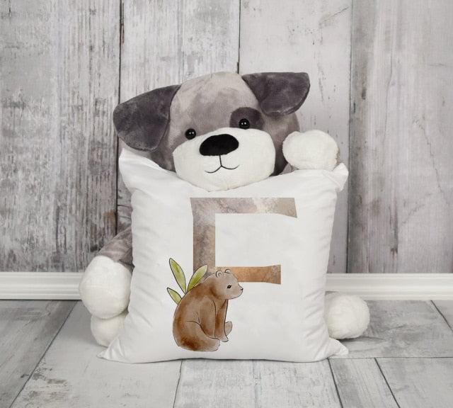 Animal Printed Pillow Cover Cartoon Giraffe Fox Bunny White Seat Polyester Decorative Cushion Cover Sofa Kids Room Alphabet Pillow Cover With Cute Animals Pillow Cases Outdoor Indoor Square Cushion Covers For Home Sofa Couch 45x45cm