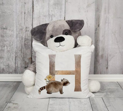 Animal Printed Pillow Cover Cartoon Giraffe Fox Bunny White Seat Polyester Decorative Cushion Cover Sofa Kids Room Alphabet Pillow Cover With Cute Animals Pillow Cases Outdoor Indoor Square Cushion Covers For Home Sofa Couch 45x45cm