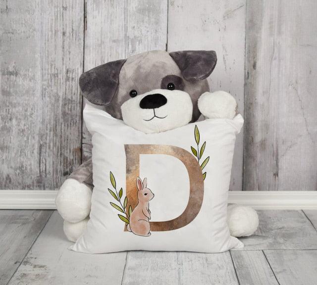 Animal Printed Pillow Cover Cartoon Giraffe Fox Bunny White Seat Polyester Decorative Cushion Cover Sofa Kids Room Alphabet Pillow Cover With Cute Animals Pillow Cases Outdoor Indoor Square Cushion Covers For Home Sofa Couch 45x45cm