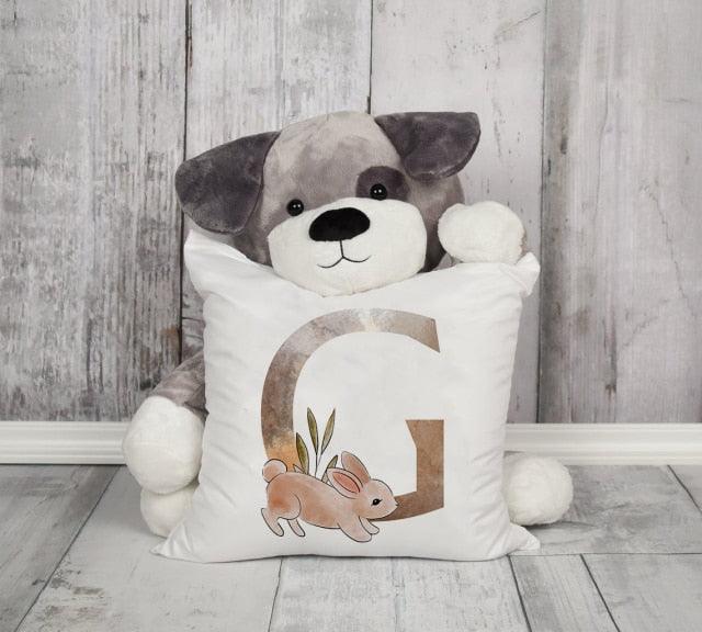 Animal Printed Pillow Cover Cartoon Giraffe Fox Bunny White Seat Polyester Decorative Cushion Cover Sofa Kids Room Alphabet Pillow Cover With Cute Animals Pillow Cases Outdoor Indoor Square Cushion Covers For Home Sofa Couch 45x45cm