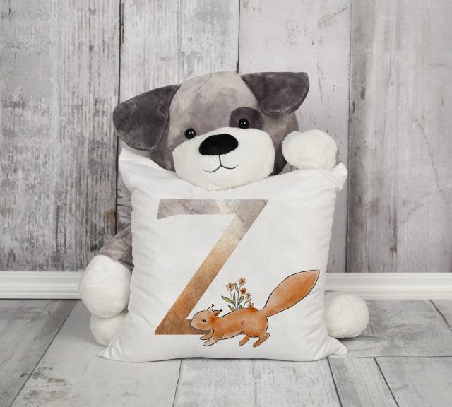 Animal Printed Pillow Cover Cartoon Giraffe Fox Bunny White Seat Polyester Decorative Cushion Cover Sofa Kids Room Alphabet Pillow Cover With Cute Animals Pillow Cases Outdoor Indoor Square Cushion Covers For Home Sofa Couch 45x45cm