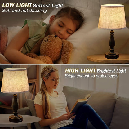 Table Lamps Set of 2 With USB Charging Ports Bedside Modern