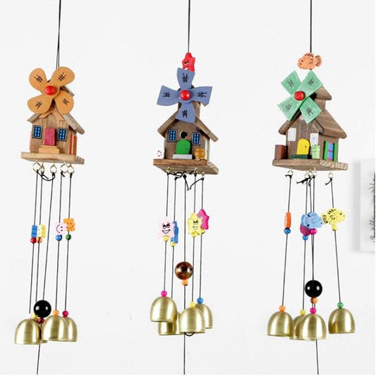 Dream Catcher Colorful Wooden House Wind Chimes Decorations Outdoor Garden Windbells Japan Wind Bells Chime Aeolian Chimes For Good Luck Home Garden Patio Hanging Decoration Gift