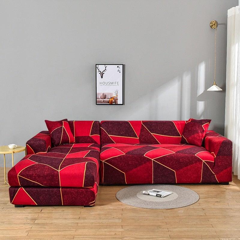 Elastic Sofa Covers for Living Room Stretch Slipcovers Sectional Couch Cover L Shape Corner Armchair Cover 1/2/3/4 Seater Slipcovers Elastic Stylish Printed Sectional Sofa Furniture Protector For Living Room