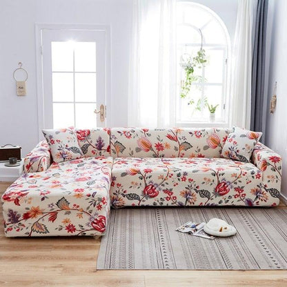 Elastic Sofa Covers for Living Room Stretch Slipcovers Sectional Couch Cover L Shape Corner Armchair Cover 1/2/3/4 Seater Slipcovers Elastic Stylish Printed Sectional Sofa Furniture Protector For Living Room