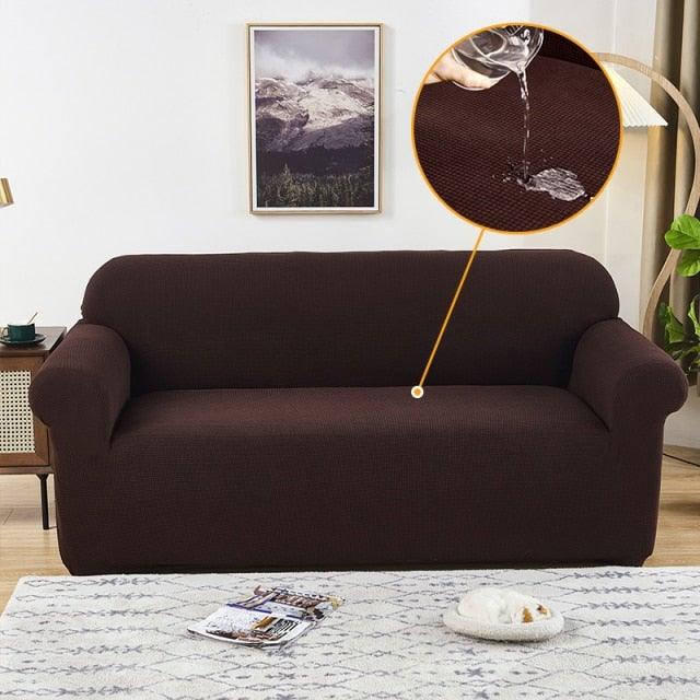 Elastic Waterproof Sofa Cover Plain Color Stretch Sofa Covers for Living Room Slipcover Couch Cover Furniture Protector Sofa Covers Non Slip Sofa Slipcovers with Elastic Hem Living Room Furniture Protector