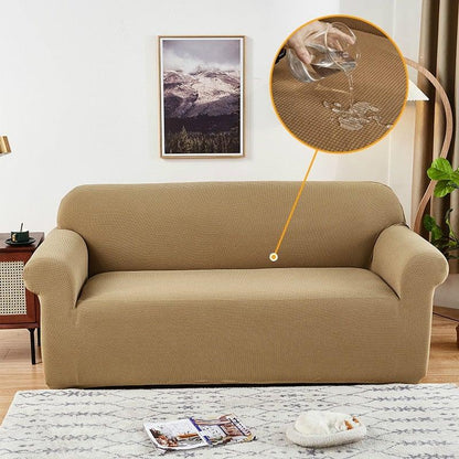 Elastic Waterproof Sofa Cover Plain Color Stretch Sofa Covers for Living Room Slipcover Couch Cover Furniture Protector Sofa Covers Non Slip Sofa Slipcovers with Elastic Hem Living Room Furniture Protector