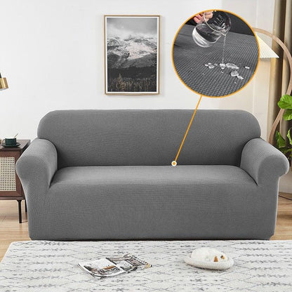 Elastic Waterproof Sofa Cover Plain Color Stretch Sofa Covers for Living Room Slipcover Couch Cover Furniture Protector Sofa Covers Non Slip Sofa Slipcovers with Elastic Hem Living Room Furniture Protector