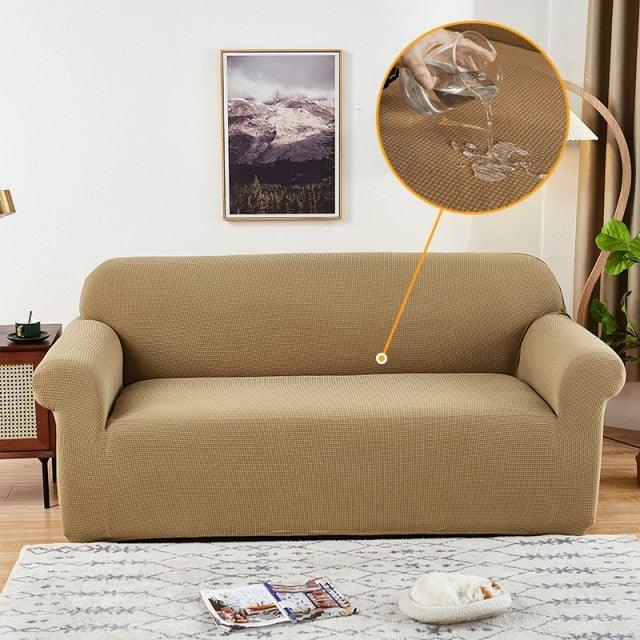 Elastic Waterproof Sofa Cover Plain Color Stretch Sofa Covers for Living Room Slipcover Couch Cover Furniture Protector Sofa Covers Non Slip Sofa Slipcovers with Elastic Hem Living Room Furniture Protector