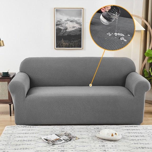 Elastic Waterproof Sofa Cover Plain Color Stretch Sofa Covers for Living Room Slipcover Couch Cover Furniture Protector Sofa Covers Non Slip Sofa Slipcovers with Elastic Hem Living Room Furniture Protector