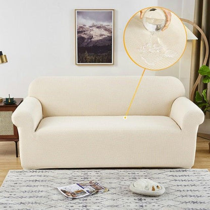 Elastic Waterproof Sofa Cover Plain Color Stretch Sofa Covers for Living Room Slipcover Couch Cover Furniture Protector Sofa Covers Non Slip Sofa Slipcovers with Elastic Hem Living Room Furniture Protector
