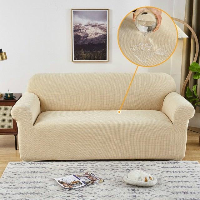 Elastic Waterproof Sofa Cover Plain Color Stretch Sofa Covers for Living Room Slipcover Couch Cover Furniture Protector Sofa Covers Non Slip Sofa Slipcovers with Elastic Hem Living Room Furniture Protector