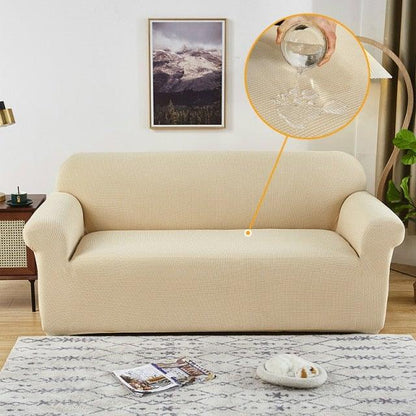 Elastic Waterproof Sofa Cover Plain Color Stretch Sofa Covers for Living Room Slipcover Couch Cover Furniture Protector Sofa Covers Non Slip Sofa Slipcovers with Elastic Hem Living Room Furniture Protector