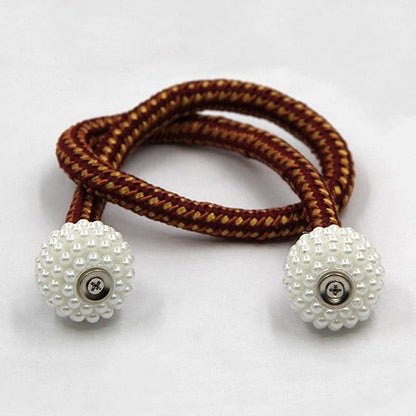 Pearl Magnetic Curtain Clip Tieback Home Decor Buckle Curtain Holder Hanging Ball Rope Straps Holdbacks Room Accessories Strong Magnetic Curtain Tiebacks Pearl Decorative Rope Window Holdbacks For Drapes Home Office