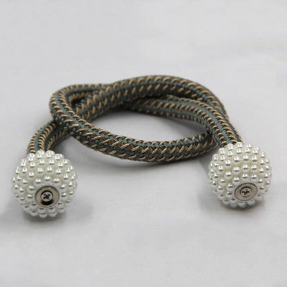 Pearl Magnetic Curtain Clip Tieback Home Decor Buckle Curtain Holder Hanging Ball Rope Straps Holdbacks Room Accessories Strong Magnetic Curtain Tiebacks Pearl Decorative Rope Window Holdbacks For Drapes Home Office