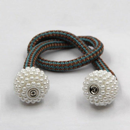 Pearl Magnetic Curtain Clip Tieback Home Decor Buckle Curtain Holder Hanging Ball Rope Straps Holdbacks Room Accessories Strong Magnetic Curtain Tiebacks Pearl Decorative Rope Window Holdbacks For Drapes Home Office