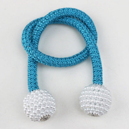 Pearl Magnetic Curtain Clip Tieback Home Decor Buckle Curtain Holder Hanging Ball Rope Straps Holdbacks Room Accessories Strong Magnetic Curtain Tiebacks Pearl Decorative Rope Window Holdbacks For Drapes Home Office