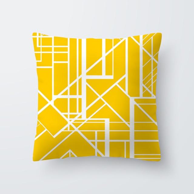 Yellow Pillow Case Cushion Cover Geometric Polyester Pillowcase Home Decorative Yellow Grey Modern Pillow Covers Beautiful Pattern Linen Square Pillow Case For Sofa Couch 45x45CM