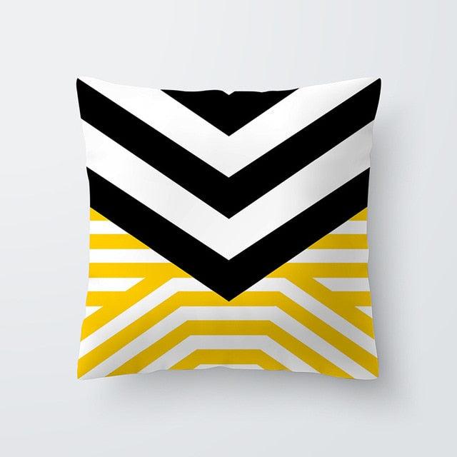 Yellow Pillow Case Cushion Cover Geometric Polyester Pillowcase Home Decorative Yellow Grey Modern Pillow Covers Beautiful Pattern Linen Square Pillow Case For Sofa Couch 45x45CM